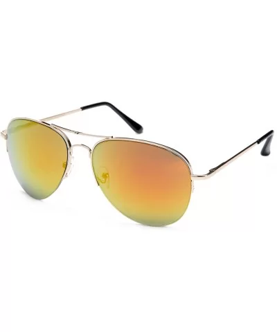 Fax Flash Aviator Design Spring Hinge Flash Mirror Lenses - 2 Pack Green & Orange - CZ185349DI6 $21.01 Aviator