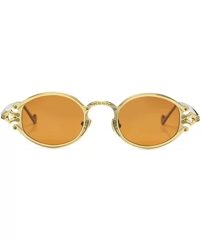 Vintage Small Oval Steampunk Sunglasses Metal Frame UV400 Lens Gothic Style Shades - Copper Frame/Brown Lens - CN189HIC8DI $3...