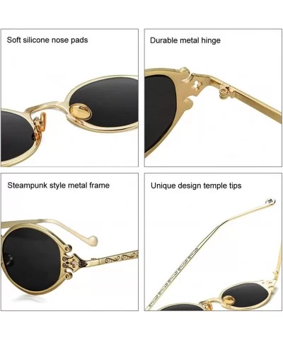 Vintage Small Oval Steampunk Sunglasses Metal Frame UV400 Lens Gothic Style Shades - Copper Frame/Brown Lens - CN189HIC8DI $3...