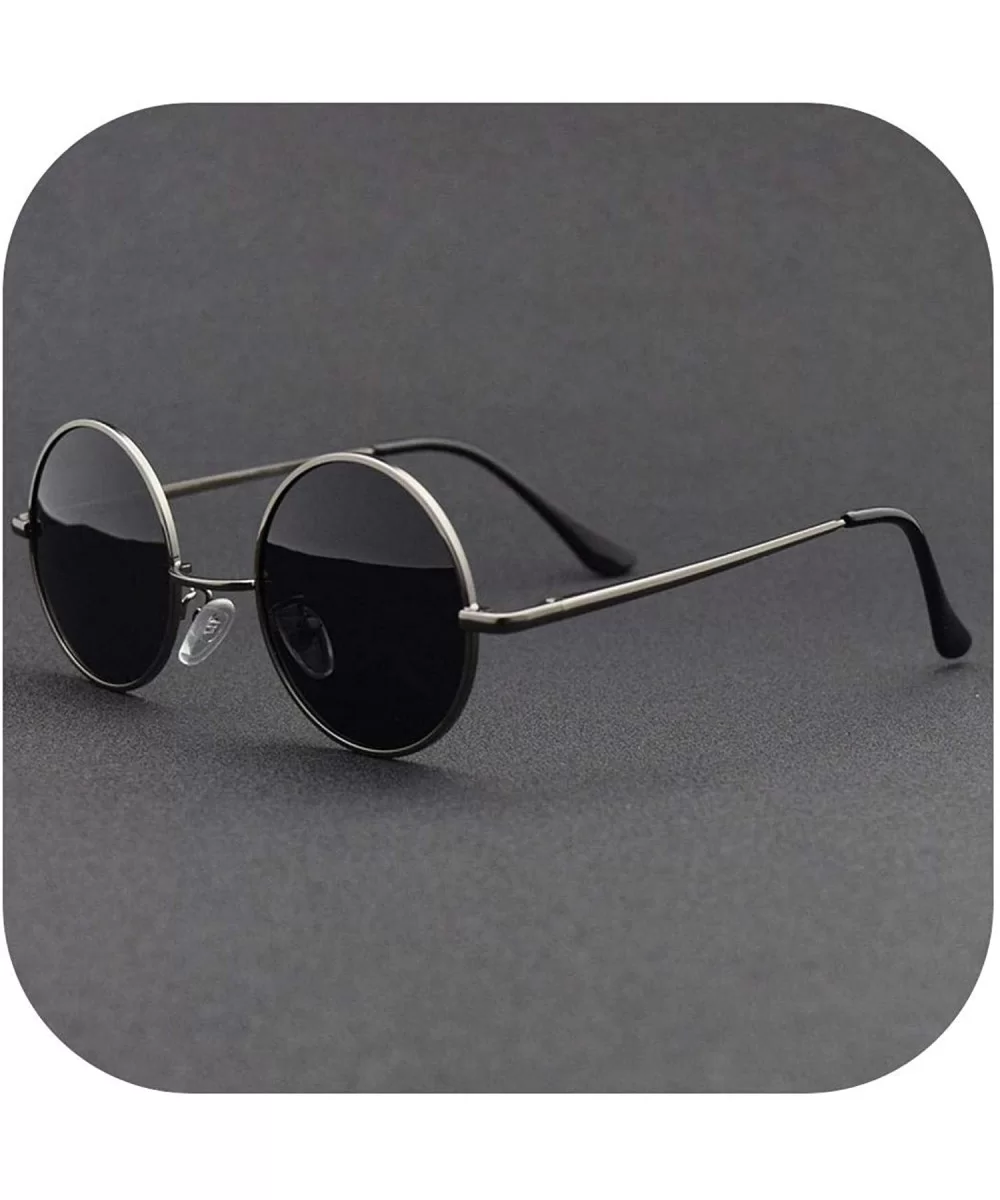 2018 Classic Round Sunglasses Men Women Polarized Metal Small Frame Retro Sun Glasses UV400 Black Lens Shade - C2 - CA197Y6A6...