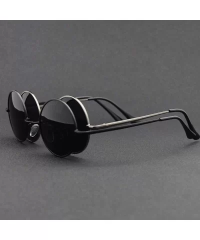 2018 Classic Round Sunglasses Men Women Polarized Metal Small Frame Retro Sun Glasses UV400 Black Lens Shade - C2 - CA197Y6A6...