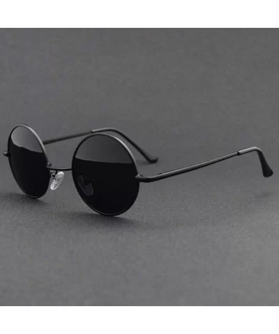 2018 Classic Round Sunglasses Men Women Polarized Metal Small Frame Retro Sun Glasses UV400 Black Lens Shade - C2 - CA197Y6A6...