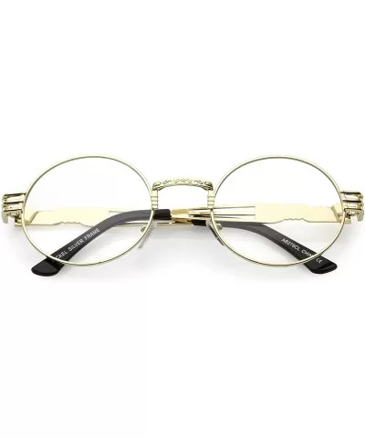 Unique Engraved Metal Steampunk Inspired Clear Lens Oval Eye Glasses 60mm - Gold / Clear - CK188K9XHT6 $16.55 Oval