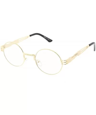 Unique Engraved Metal Steampunk Inspired Clear Lens Oval Eye Glasses 60mm - Gold / Clear - CK188K9XHT6 $16.55 Oval