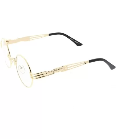 Unique Engraved Metal Steampunk Inspired Clear Lens Oval Eye Glasses 60mm - Gold / Clear - CK188K9XHT6 $16.55 Oval