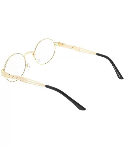 Unique Engraved Metal Steampunk Inspired Clear Lens Oval Eye Glasses 60mm - Gold / Clear - CK188K9XHT6 $16.55 Oval