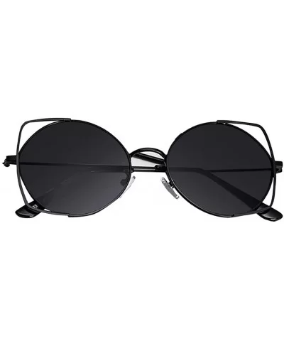 Sunglasses for Women-Personality Hollow Cat Eye Mirrored Flat Lenses Metal Frame Sunglasses for Ladies - Black - CG196IYCA75 ...