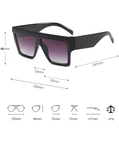 Oversized Geometric Sunglasses Flat Top Shield Futuristic Squared Aviator Shades - Clear Red - C3186DMT50E $20.22 Square