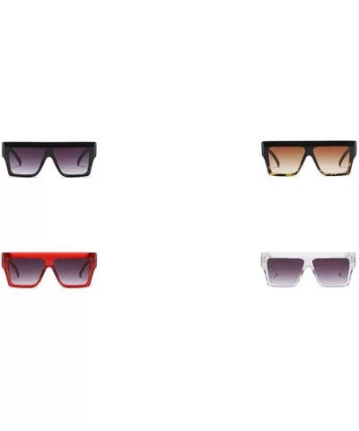 Oversized Geometric Sunglasses Flat Top Shield Futuristic Squared Aviator Shades - Clear Red - C3186DMT50E $20.22 Square