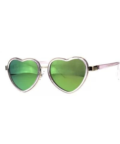 Heart Shape Sunglasses Womens Cute Heart Frame Mirror Lens UV 400 - Clear Pink - CR18G8ENDCK $13.49 Oval