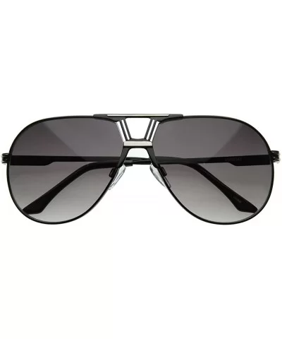 Optical Quality Avant-Garde Design Metal Aviator Sunglasses (Black/Smoke) - CM116RGI13V $20.47 Round