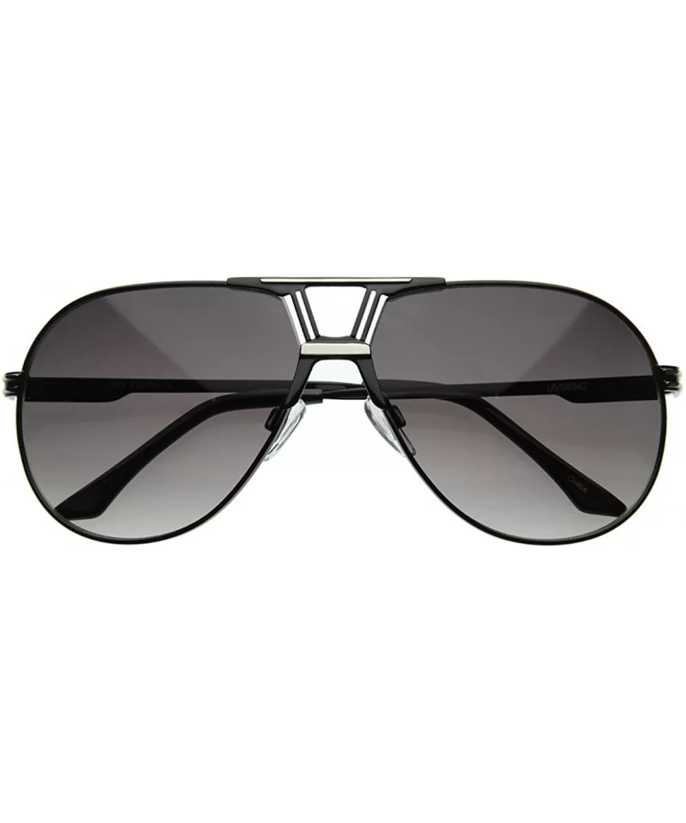 Optical Quality Avant-Garde Design Metal Aviator Sunglasses (Black/Smoke) - CM116RGI13V $20.47 Round