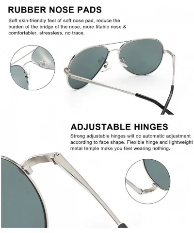 Aviator Sunglasses for Women Polarized Mirrored - Large Metal Frame - UV 400 Protection - CR190O94HI3 $35.70 Rimless