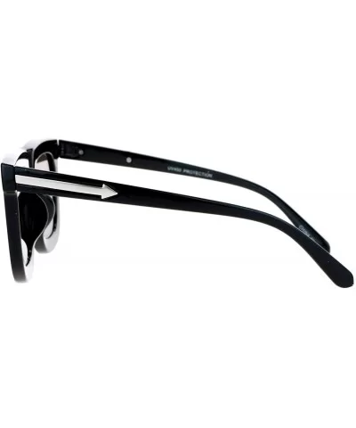 Retro Unique Flat Lens Rectangular Horn Rim Mirrored Mirror Lens Sunglasses - Black Blue - C71260IBXNZ $11.38 Wayfarer