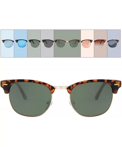 Polarized Semi Rimless Sunglasses for Men Women 2pk Horn Rimmed UV400 with Case - CL18TA08WW6 $11.90 Semi-rimless