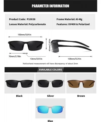 Mens Polarized Sunglasses Aluminum Magnesium Alloy Driving Sun Glasses Shades Male Fishing Golf UV400 Protection - C218A0RE0A...