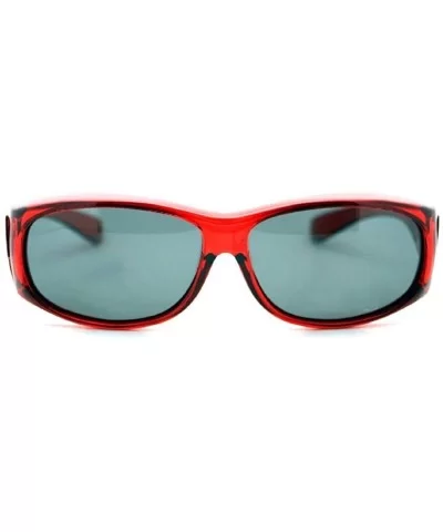 2 Women's Polarized Fit Over Oval Sunglasses Wear Over Eyeglasses - Red / Brown - CE12KLY75JZ $38.75 Shield
