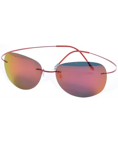 rimless titanium polarized Sunglasses - Red - C912HKIT09D $38.86 Rimless