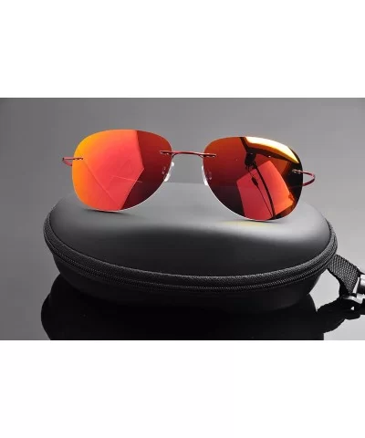 rimless titanium polarized Sunglasses - Red - C912HKIT09D $38.86 Rimless