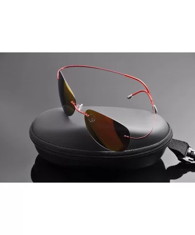 rimless titanium polarized Sunglasses - Red - C912HKIT09D $38.86 Rimless