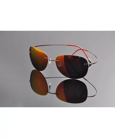 rimless titanium polarized Sunglasses - Red - C912HKIT09D $38.86 Rimless