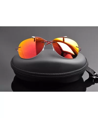 rimless titanium polarized Sunglasses - Red - C912HKIT09D $38.86 Rimless