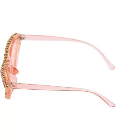 Vintage Cat Eye Diamond Crystal Sunglasses for Women Oversized Plastic Frame - Pink - C818U3K2KZQ $23.28 Oversized