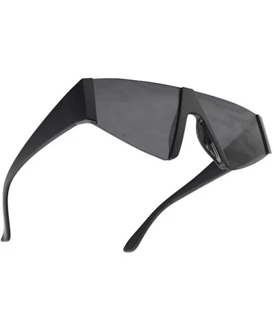 Retro Throwback Triangular Chic Geometric Style Sunglasses with Smoke Tinted Lens - Black - C9193EQ8290 $24.81 Semi-rimless