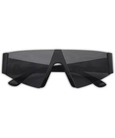 Retro Throwback Triangular Chic Geometric Style Sunglasses with Smoke Tinted Lens - Black - C9193EQ8290 $24.81 Semi-rimless