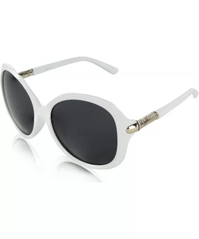 Butterfly Framed Oversized Polarized Sunglasses For Women UV400 - Paper White - CB185O0G2SM $16.90 Rectangular