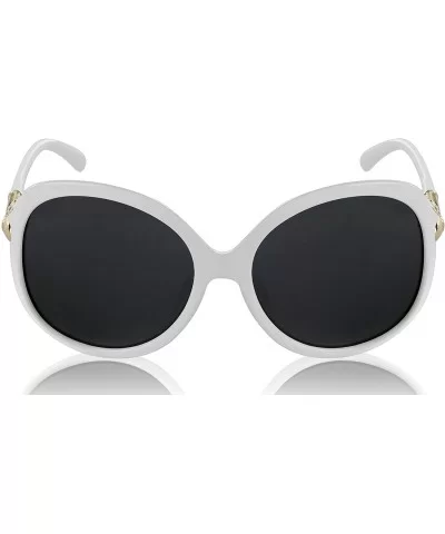 Butterfly Framed Oversized Polarized Sunglasses For Women UV400 - Paper White - CB185O0G2SM $16.90 Rectangular