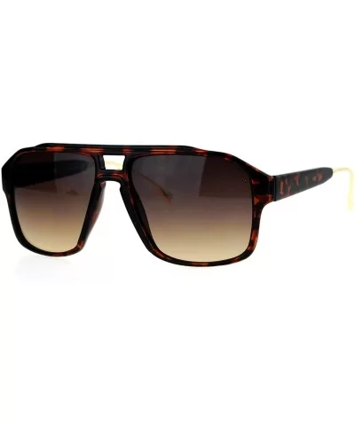 Unisex Retro Hipster Fashion Sunglasses Square Metal Tip Designer Shades - Tortoise (Brown Smoke) - CC1878AKRD6 $13.65 Square