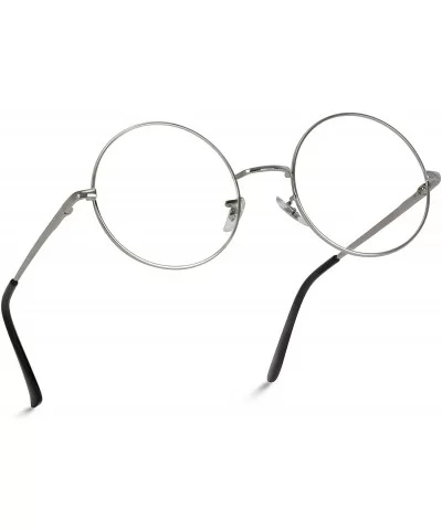 Round Clear Metal Frame Glasses - Silver - CR12N26WHDS $13.51 Oversized