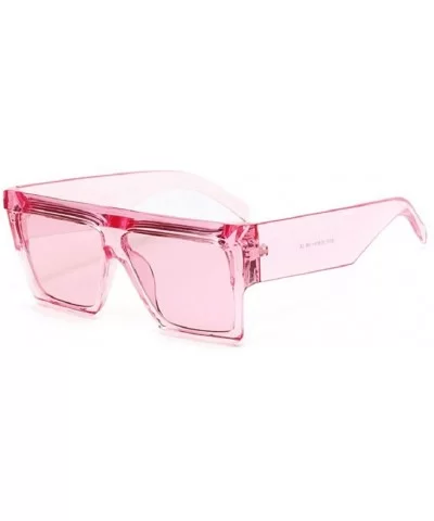 Retro Oversized Square Sunglasses for Women with Flat Lens - B - CF18S2R8Q4T $12.32 Rimless