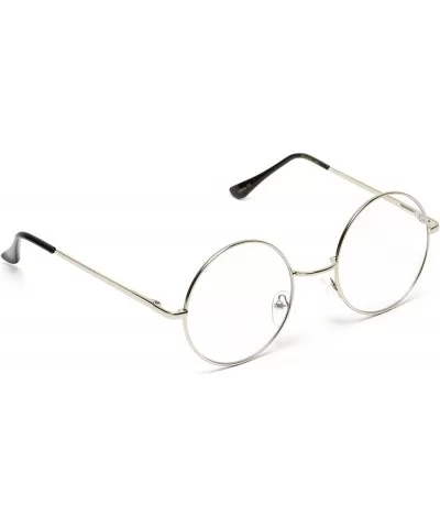 Round Clear Metal Frame Glasses - Silver - CR12N26WHDS $13.51 Oversized