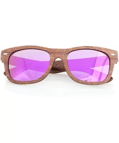 Walnut Wood Wooden Polarized Sunglasses Natural Floating Light Frames W/Pouch - Purple - CT12DAL5YXT $36.19 Wayfarer