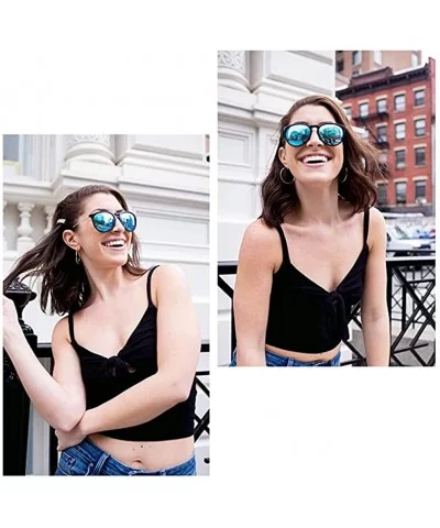 Women's Polarized Sunglasses Cat Eye Sunglasses Aviator Wayfarer Sunglasses Case - Blue - CL12JDZRSDL $14.55 Aviator