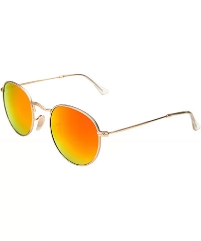 Classic Retro Metal Frame Round Circle Mirrored Sunglasses Men Women Glasses 3447 - Orange Glass - CY12JPLNGR5 $19.17 Aviator