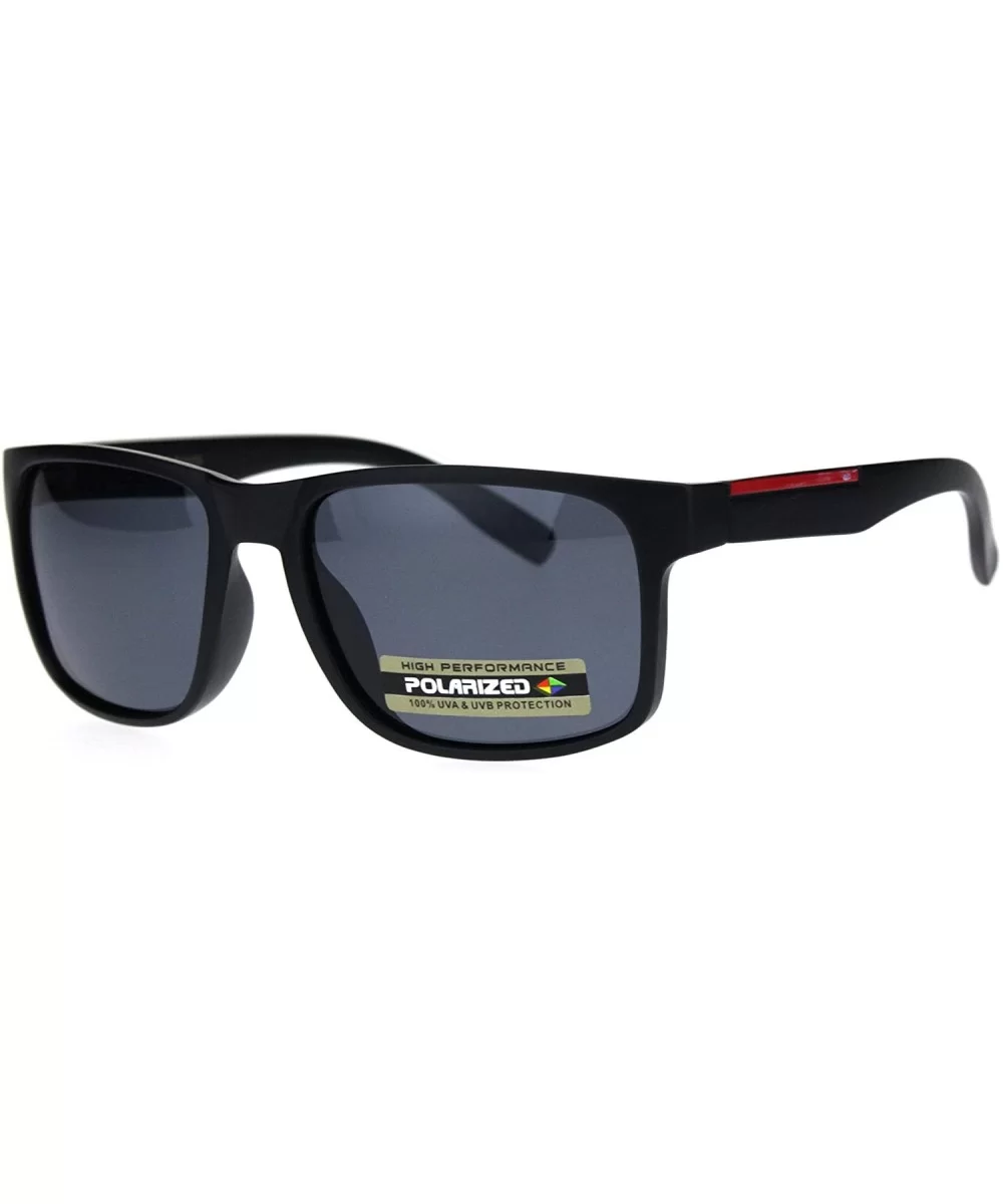 Mens Polarized Lens Elegant Minimal Rectangular Horn Rim Sunglasses - Matte Black Black - CQ18QMNWTYG $16.23 Rectangular