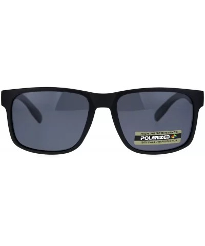 Mens Polarized Lens Elegant Minimal Rectangular Horn Rim Sunglasses - Matte Black Black - CQ18QMNWTYG $16.23 Rectangular