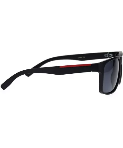 Mens Polarized Lens Elegant Minimal Rectangular Horn Rim Sunglasses - Matte Black Black - CQ18QMNWTYG $16.23 Rectangular