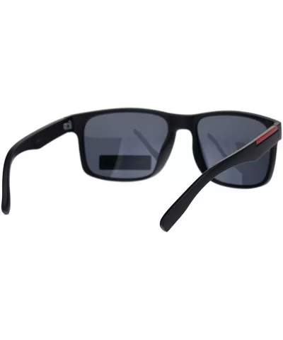 Mens Polarized Lens Elegant Minimal Rectangular Horn Rim Sunglasses - Matte Black Black - CQ18QMNWTYG $16.23 Rectangular