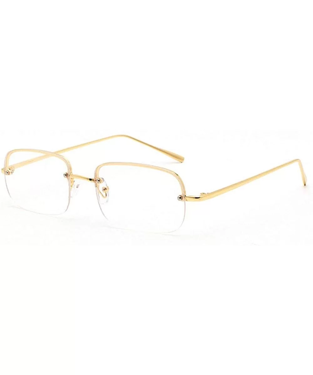 New fashion trend ocean film unisex small frame rectangular metal half frame sunglasses - Gold&clear - CY18TE4WCRD $18.03 Rec...