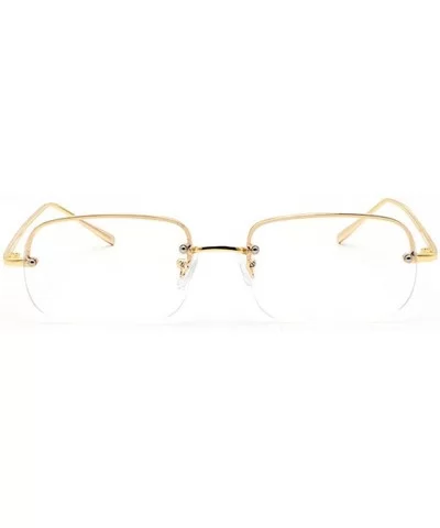 New fashion trend ocean film unisex small frame rectangular metal half frame sunglasses - Gold&clear - CY18TE4WCRD $18.03 Rec...