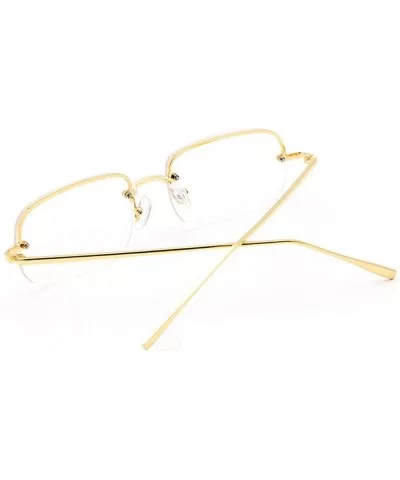 New fashion trend ocean film unisex small frame rectangular metal half frame sunglasses - Gold&clear - CY18TE4WCRD $18.03 Rec...