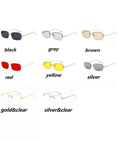 New fashion trend ocean film unisex small frame rectangular metal half frame sunglasses - Gold&clear - CY18TE4WCRD $18.03 Rec...