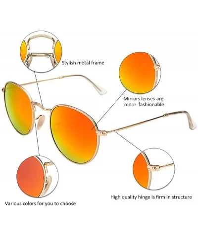 Classic Retro Metal Frame Round Circle Mirrored Sunglasses Men Women Glasses 3447 - Orange Glass - CY12JPLNGR5 $19.17 Aviator