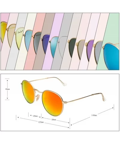 Classic Retro Metal Frame Round Circle Mirrored Sunglasses Men Women Glasses 3447 - Orange Glass - CY12JPLNGR5 $19.17 Aviator