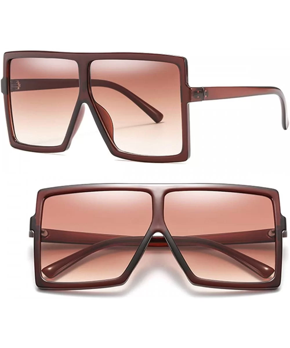 Oversized Square Flat Top Huge Fashion Sunglasse for Women Men Light Weight - Brown Frame Brown Lens - CB18H272DIT $21.55 Ove...