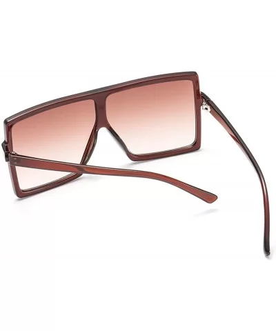 Oversized Square Flat Top Huge Fashion Sunglasse for Women Men Light Weight - Brown Frame Brown Lens - CB18H272DIT $21.55 Ove...